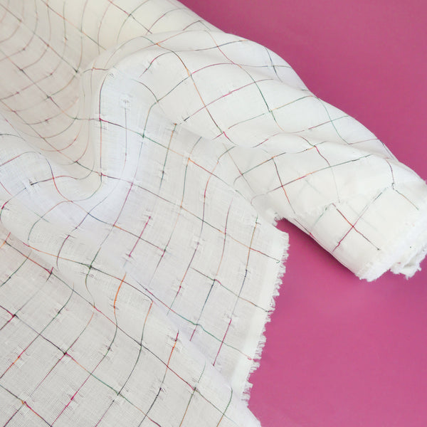 Arco - European Jacquard Linen | Rainbow Check