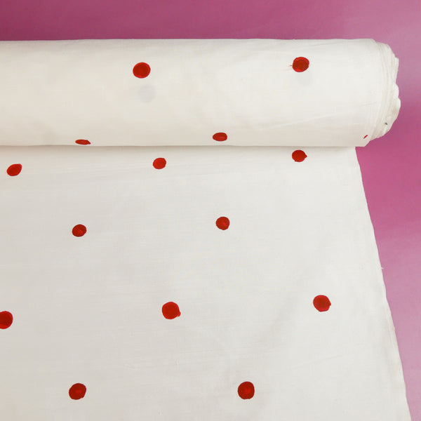 Indian Hand-Painted Silk Dupion | Ruby Spot