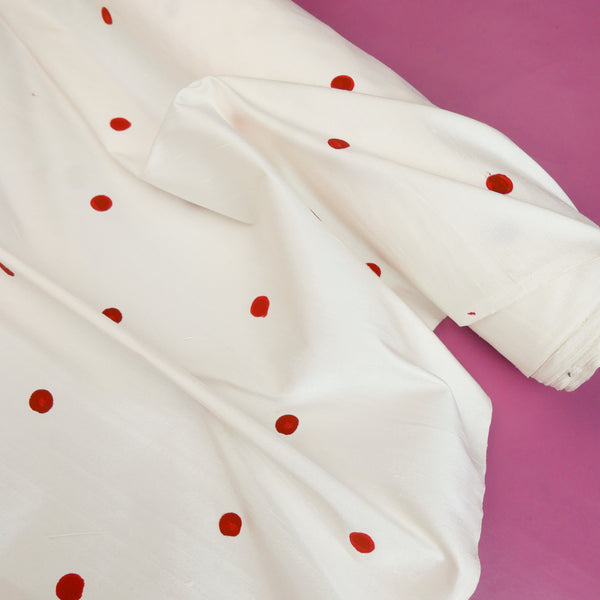 Indian Hand-Painted Silk Dupion | Ruby Spot