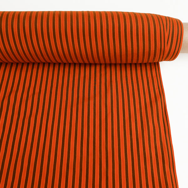 Indian Printed Silk Crepe De Chine | Vermillion Stripe