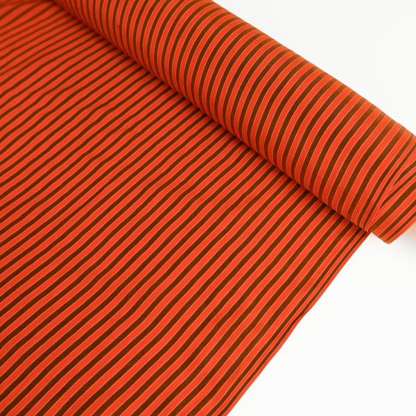 Indian Printed Silk Crepe De Chine | Vermillion Stripe