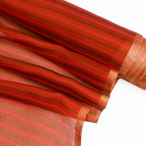 Indian Printed Silk Georgette | Paprika Stripe