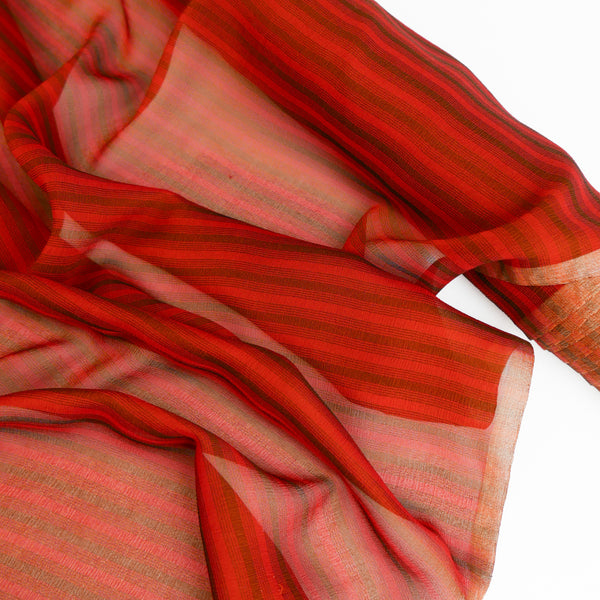 Indian Printed Silk Georgette | Paprika Stripe