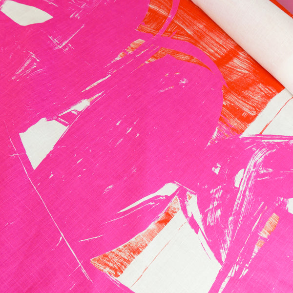 Bombay - Screen-Printed Linen | Pink Cat