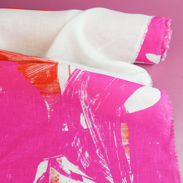 Bombay - Screen-Printed Linen | Pink Cat