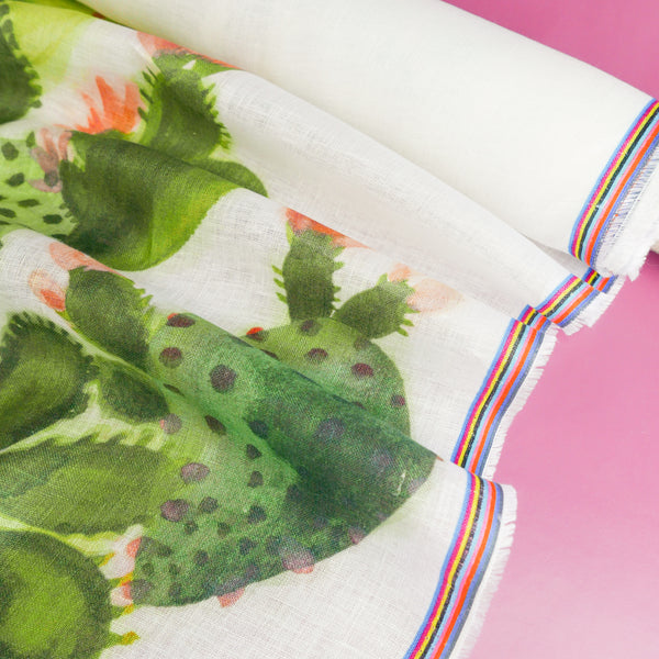 Saguaro - Screen-Printed Linen Gauze | Cactus (LAST CUT - 2.6M)