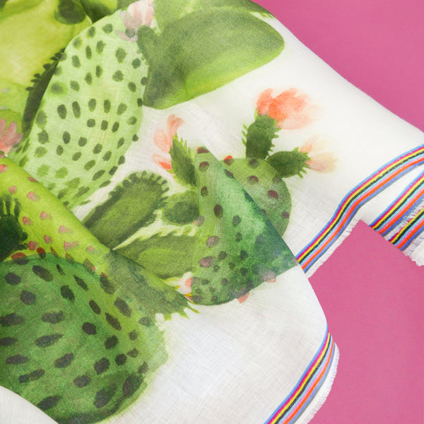 Saguaro - Screen-Printed Linen Gauze | Cactus