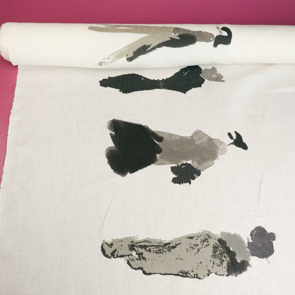 Lady - Border Print Linen | Grey Lady