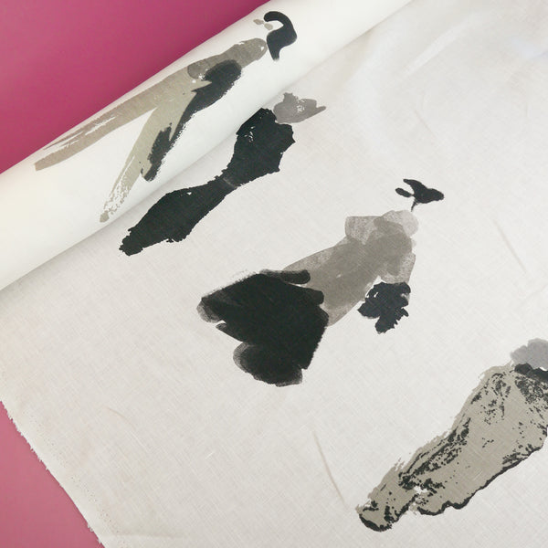Lady - Border Print Linen | Grey Lady