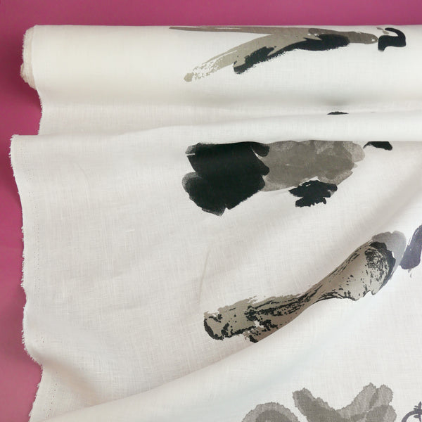 Lady - Border Print Linen | Grey Lady