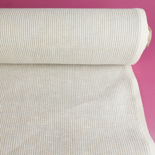 Fabio - European Yarn-dyed Linen | Natural & White Stripe