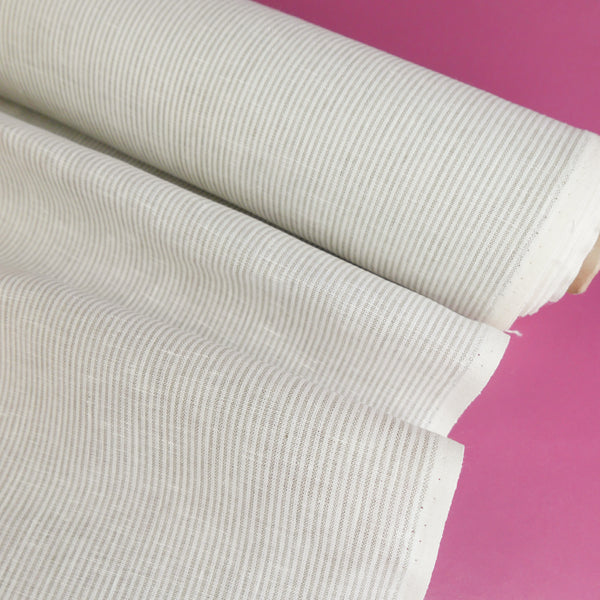 Fabio - European Yarn-dyed Linen | Natural & White Stripe