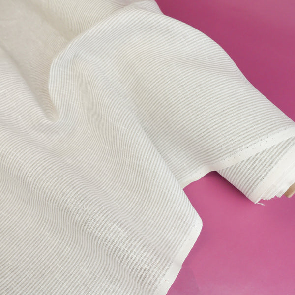 Fabio - European Yarn-dyed Linen | Natural & White Stripe