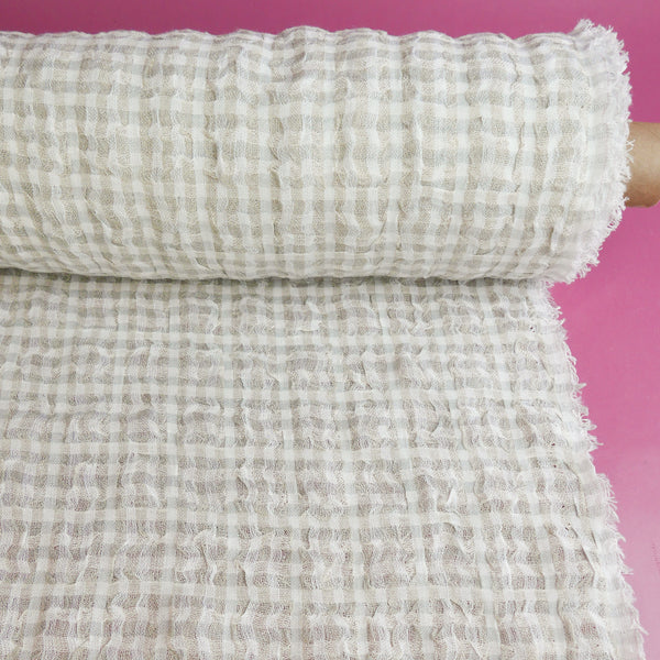 Sienna - European Linen Seersucker | Soft Check