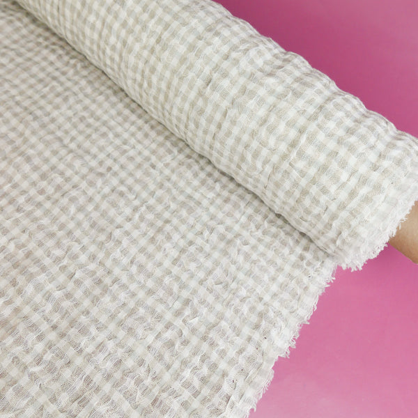 Sienna - European Linen Seersucker | Soft Check