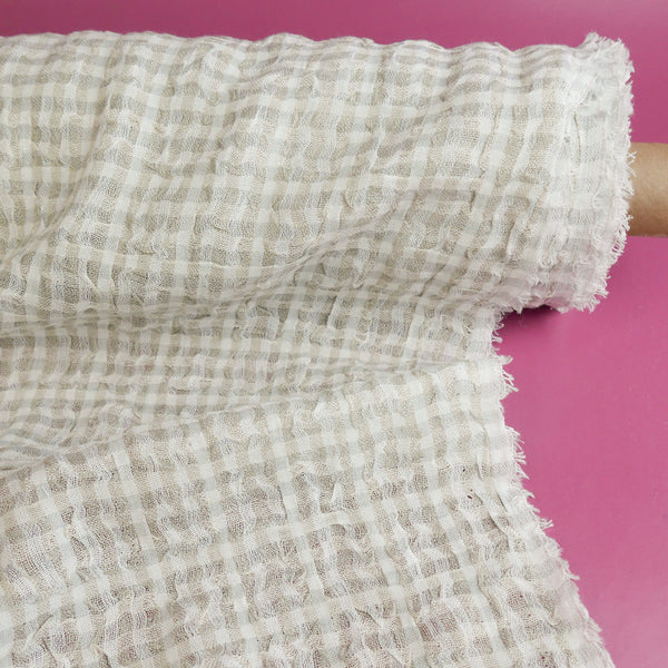 Sienna - European Linen Seersucker | Soft Check