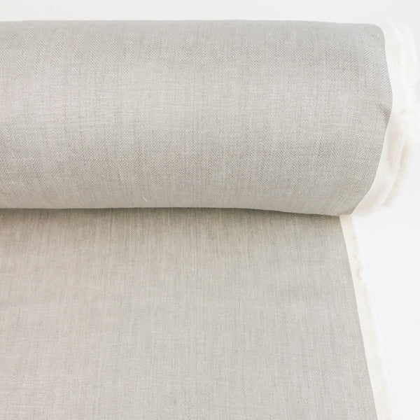 Ramona - European Foiled Linen | Delustered Silver Chevron