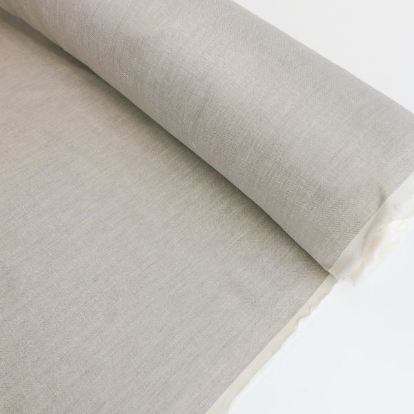 Ramona - European Foiled Linen | Delustered Silver Chevron