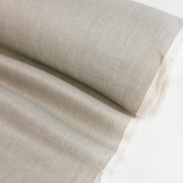 Ramona - European Foiled Linen | Delustered Silver Chevron