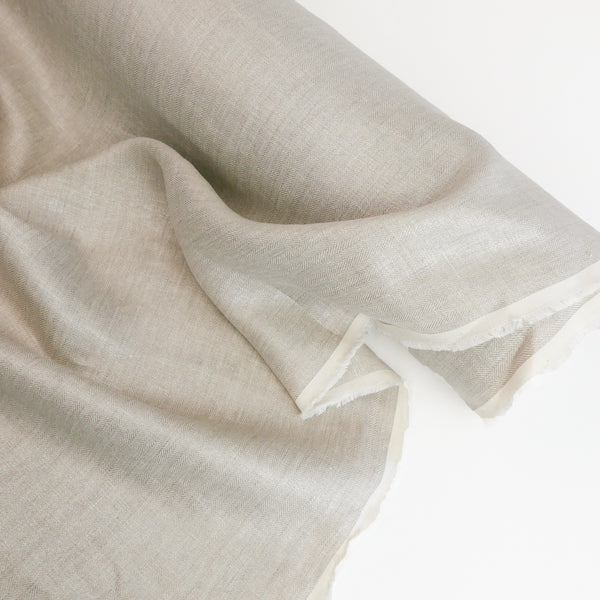Ramona - European Foiled Linen | Delustered Silver Chevron