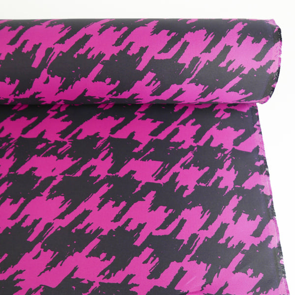 Ex-Designer Silk Faille | Hot Pink Houndstooth