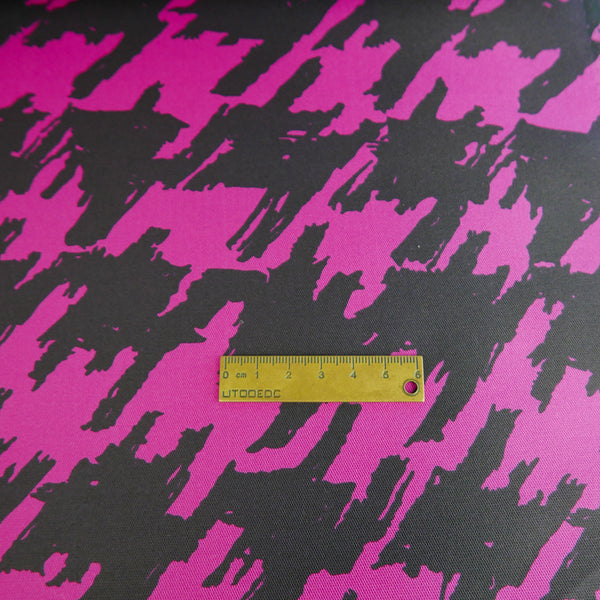 Ex-Designer Silk Faille | Hot Pink Houndstooth