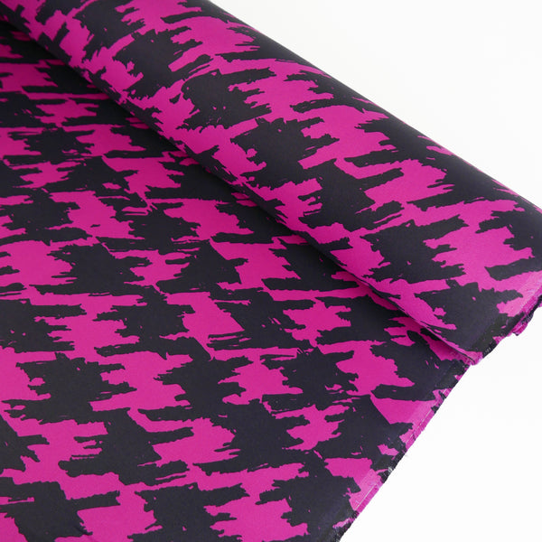 Ex-Designer Silk Faille | Hot Pink Houndstooth