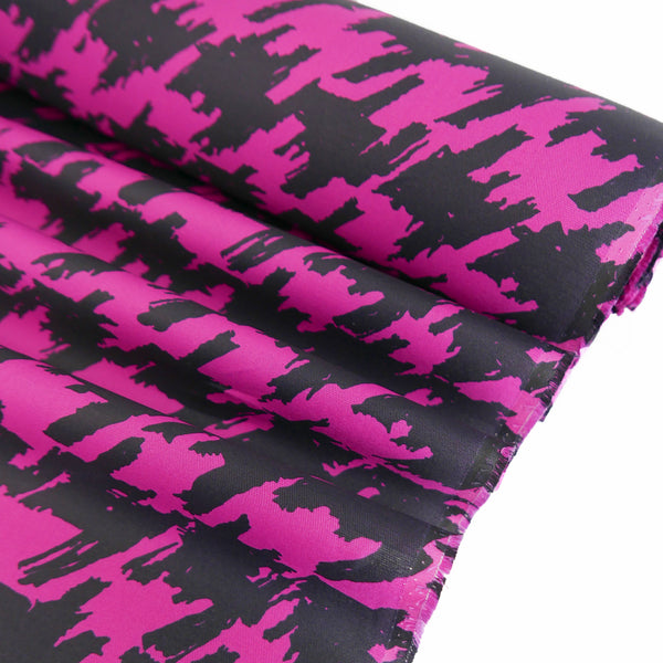Ex-Designer Silk Faille | Hot Pink Houndstooth