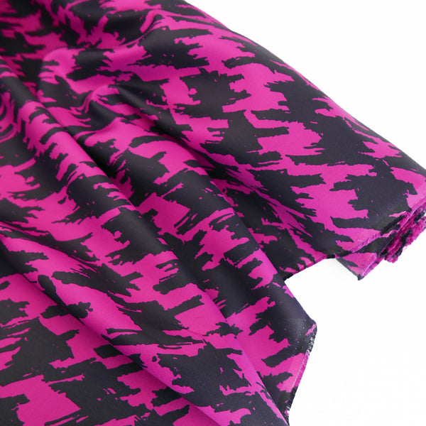Ex-Designer Silk Faille | Hot Pink Houndstooth