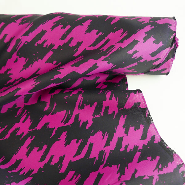 Ex-Designer Silk Faille | Hot Pink Houndstooth