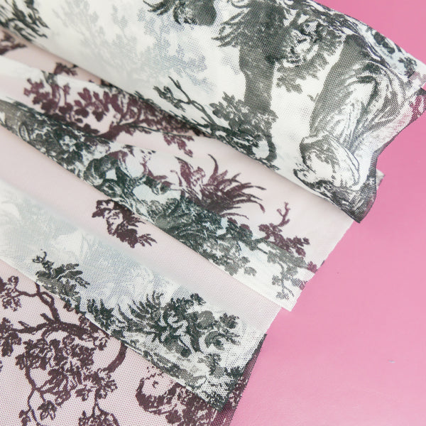 Emily - Printed Mesh | Toile de Jouy Print