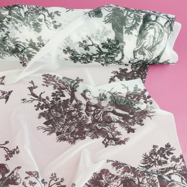 Emily - Printed Mesh | Toile de Jouy Print