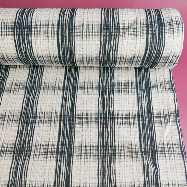 Australian Printed Viscose Knit | Blue Plaid