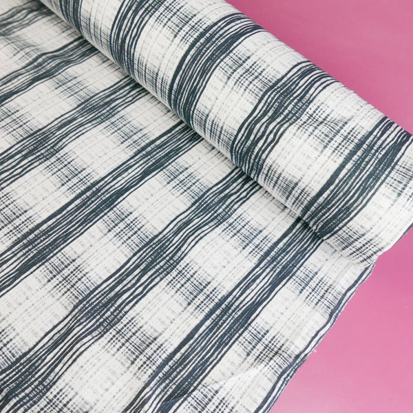 Australian Printed Viscose Knit | Blue Plaid