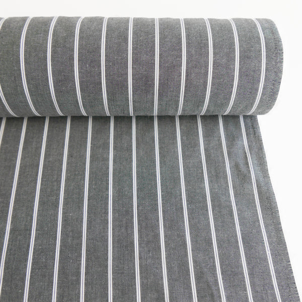 Pearson - Japanese Cotton Shirting | Slate Pinstripe