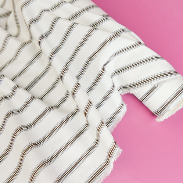 Domaine - Pure Cotton Shirting | Chocolate Stripe