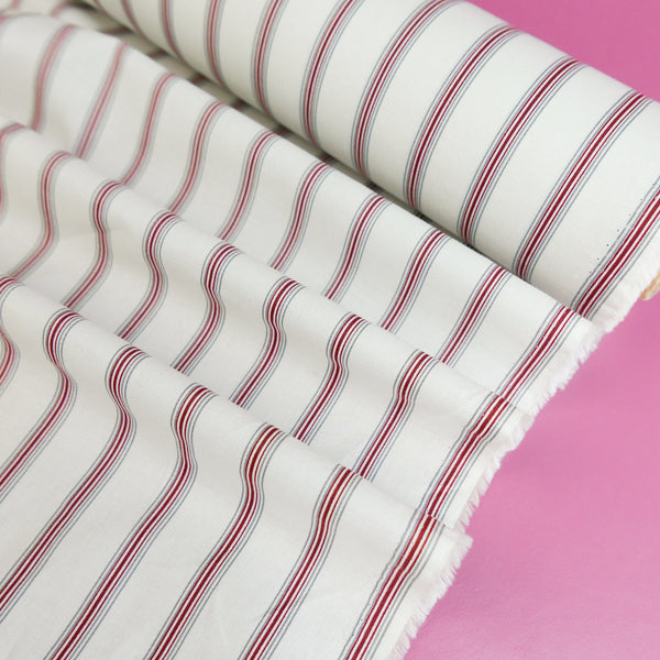 Domaine - Pure Cotton Shirting | Ruby Stripe