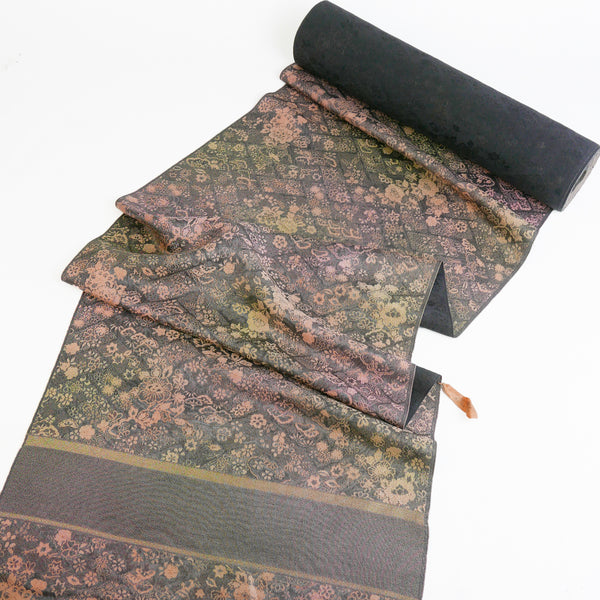 Japanese Kimono Silk Chirimen Crepe | Violet Floral