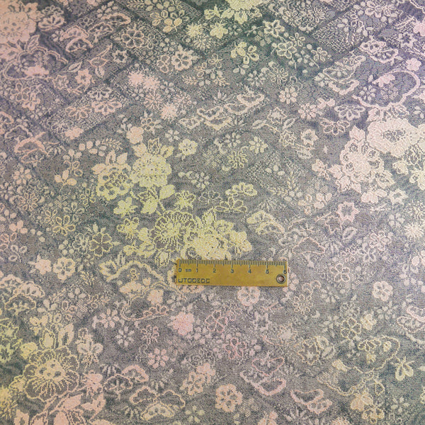 Japanese Kimono Silk Chirimen Crepe | Violet Floral