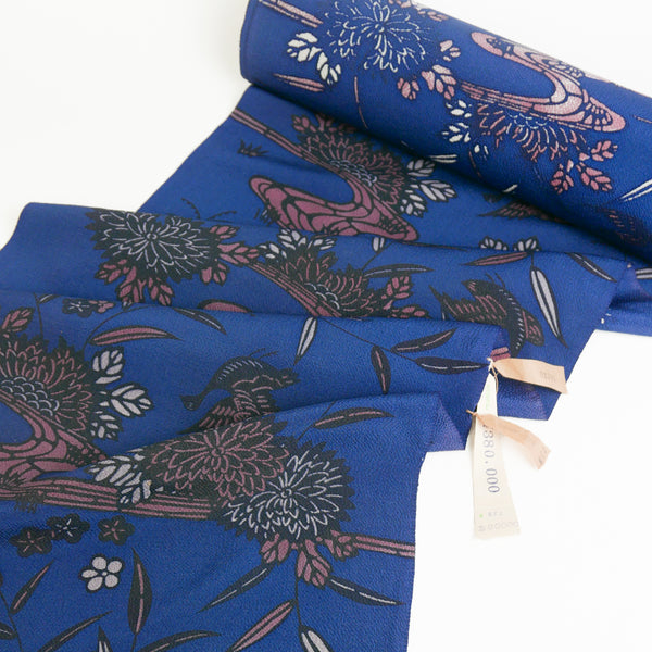 Japanese Kimono Silk Chirimen Crepe | Egyptian Blue