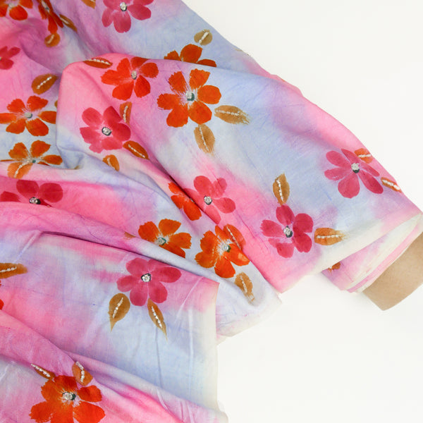 Indian Hand-Painted Silk Dupion | Watercolour (LAST CUT)