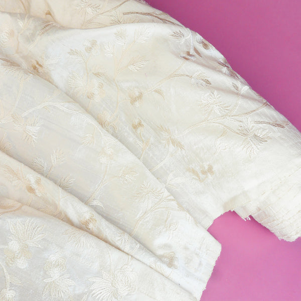 Embroidered Indian Silk Dupion | Floral #1