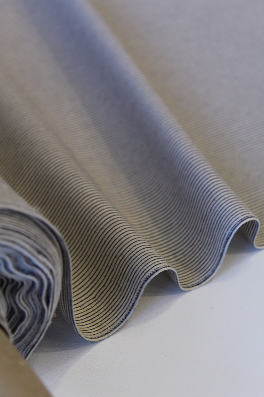 Gemma - Cotton Linen Stripe | Stone Blue