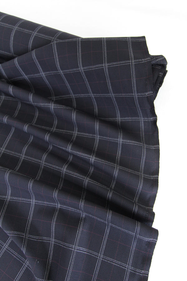 William - Japanese Twill Plaid Suiting | Navy