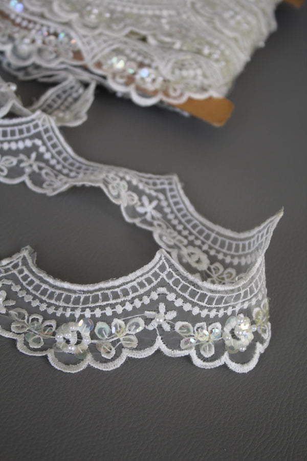 #5 Archival French Embroidered Lace - 7cm | Eggshell