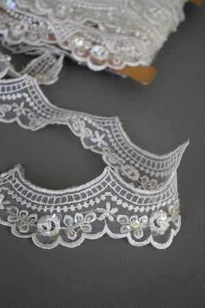 #5 Archival French Embroidered Lace - 7cm | Eggshell