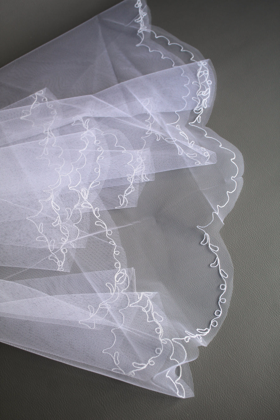 Vintage Embroidered Tulle Veil | White #3