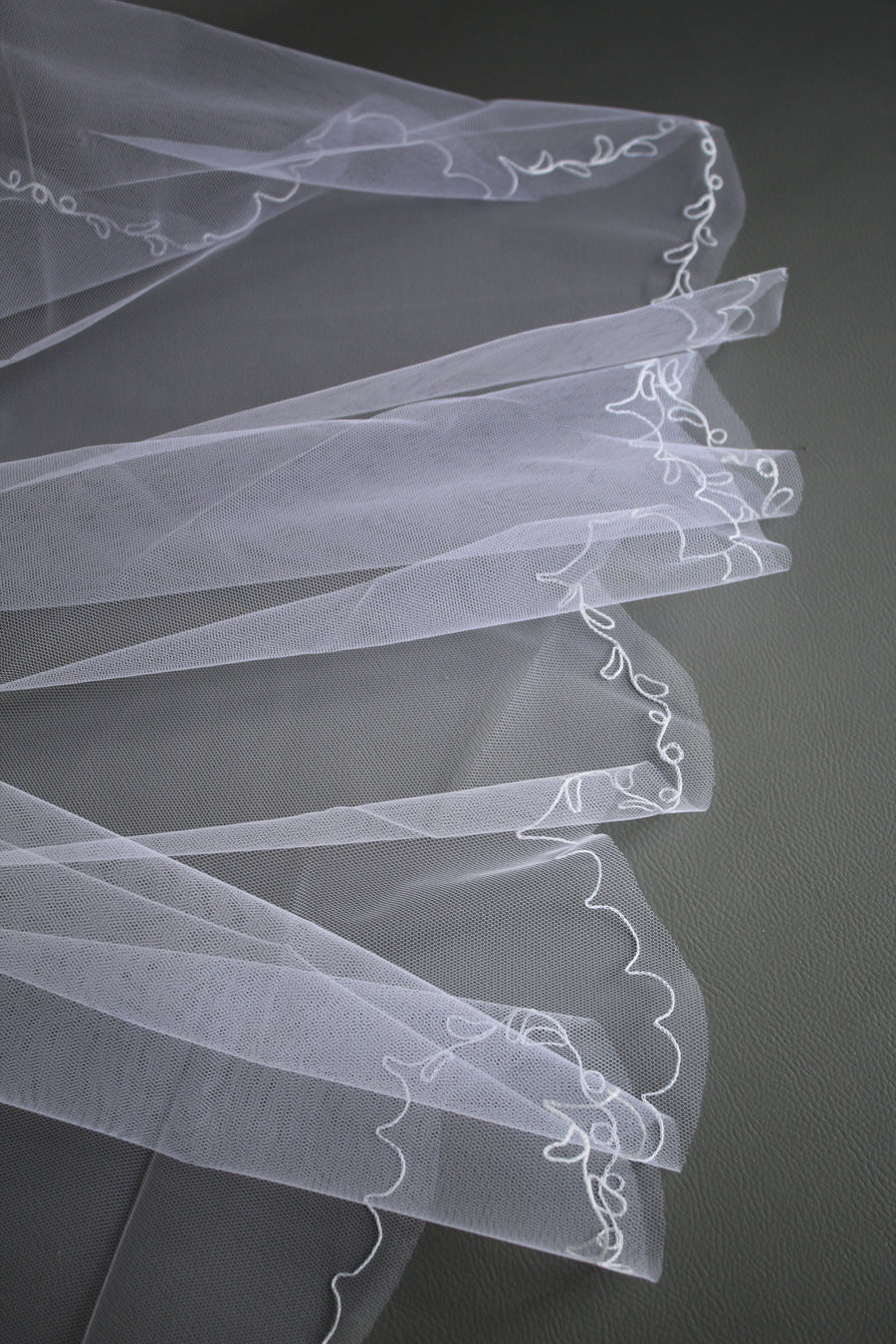 Vintage Embroidered Tulle Veil | White #3
