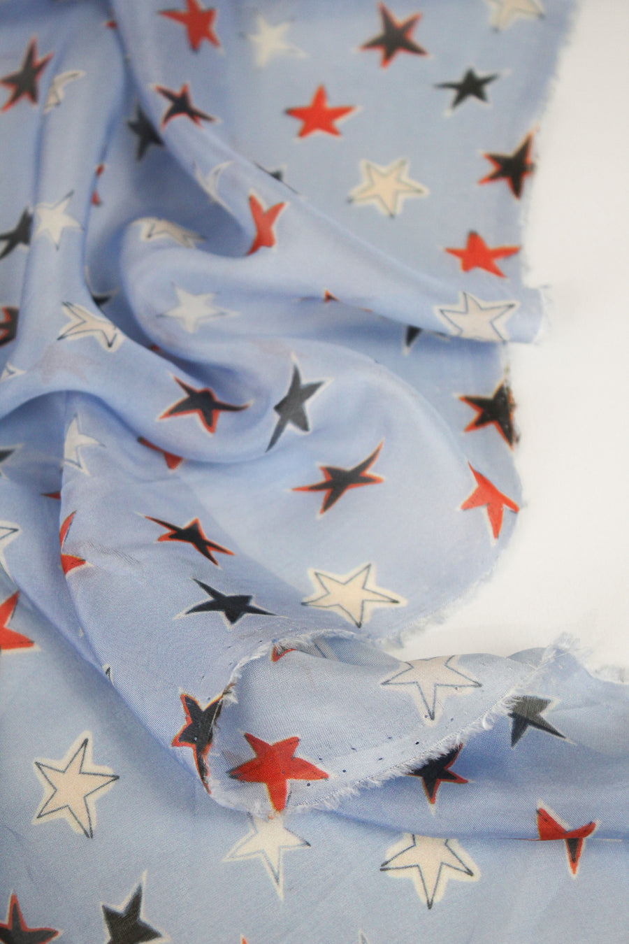 Juno - Printed Silk Chiffon | Baby Blue