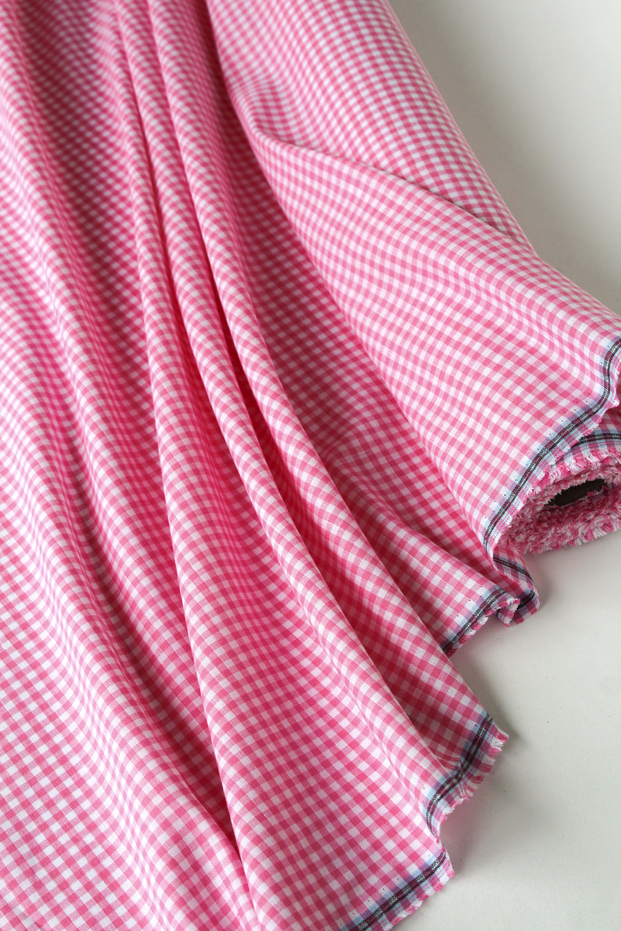 Josefine Yarn Dyed Gingham Linen Bubblegum Drapers Fabrics